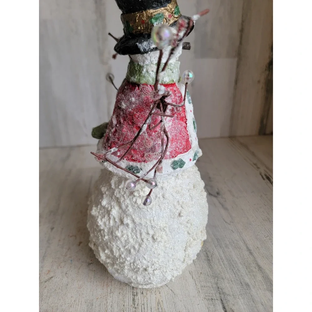 Vintage glitter snowman plaster Xmas mistletoe unique pinecone home decor